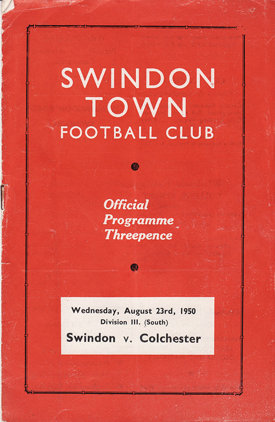<b>Wednesday, August 23, 1950</b><br />vs. Colchester United (Home)